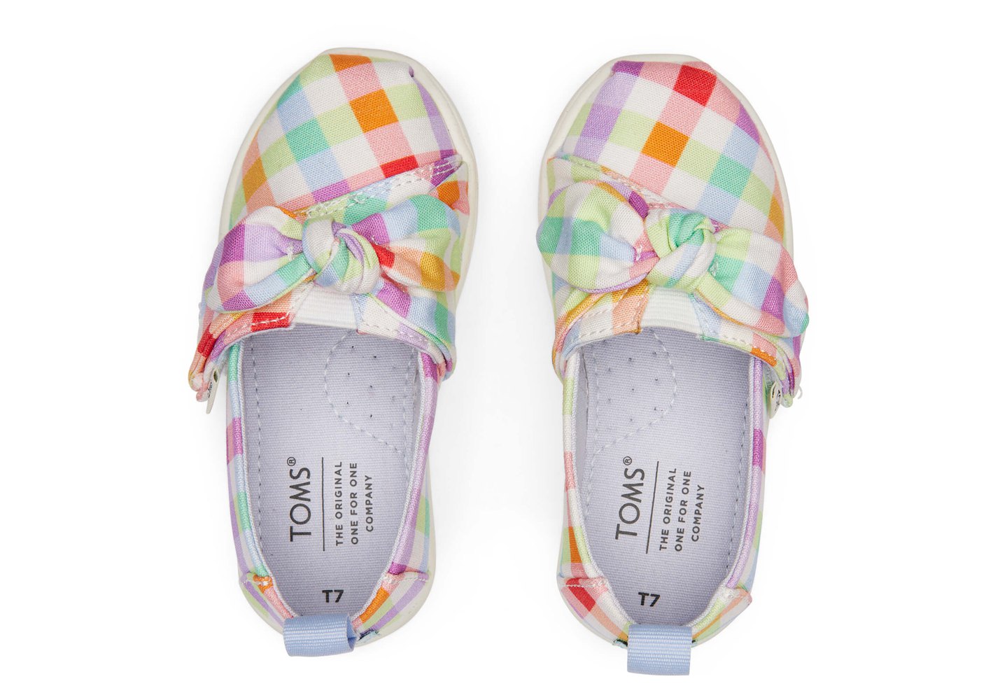 Toms Espadryle Dziecięce Kolorowe - Alpargata Tiny Plaid Bow - 18ZFPYRBC